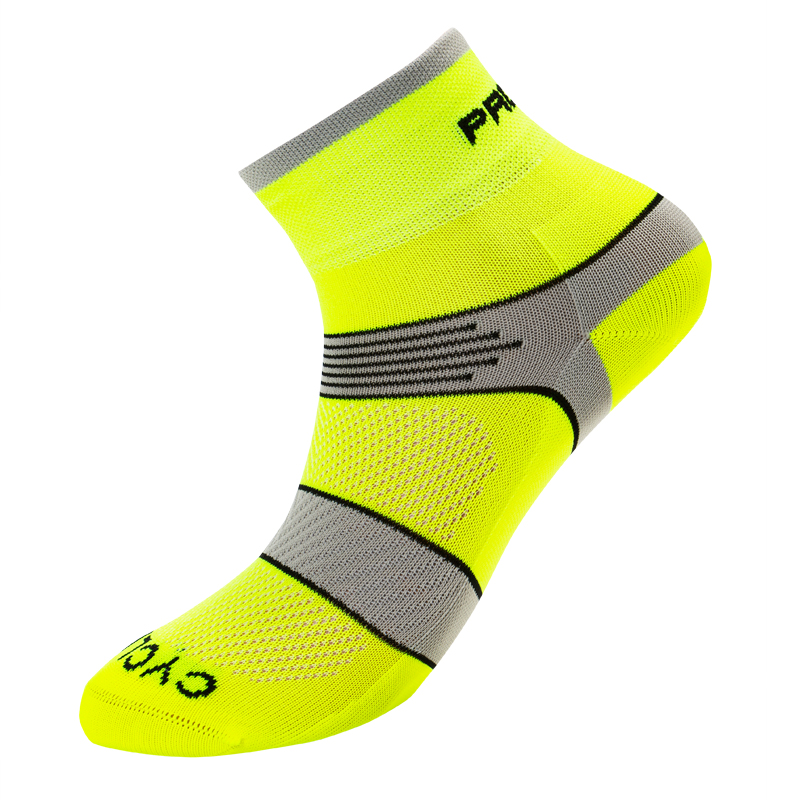 CYCLING SOX cyklistické ponožky PROGRESS - 43-47 > reflexní žlutá/šedá