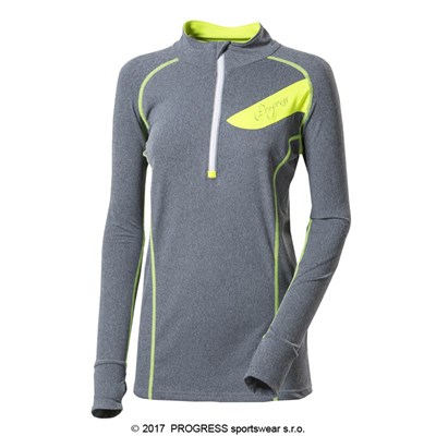 PROGRESS dámský sportovní pulovr se zipem FALCONIA XL > šedý melír/reflexní žlutá