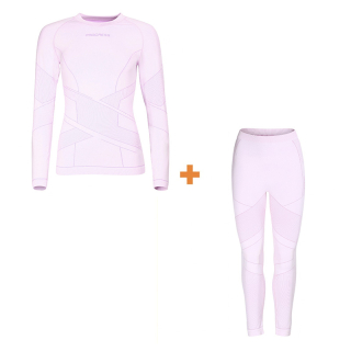 SEAMLESS-BAMBOO SET LADIES dámské bambusové termoprádlo PROGRESS - M, vínová/růžová