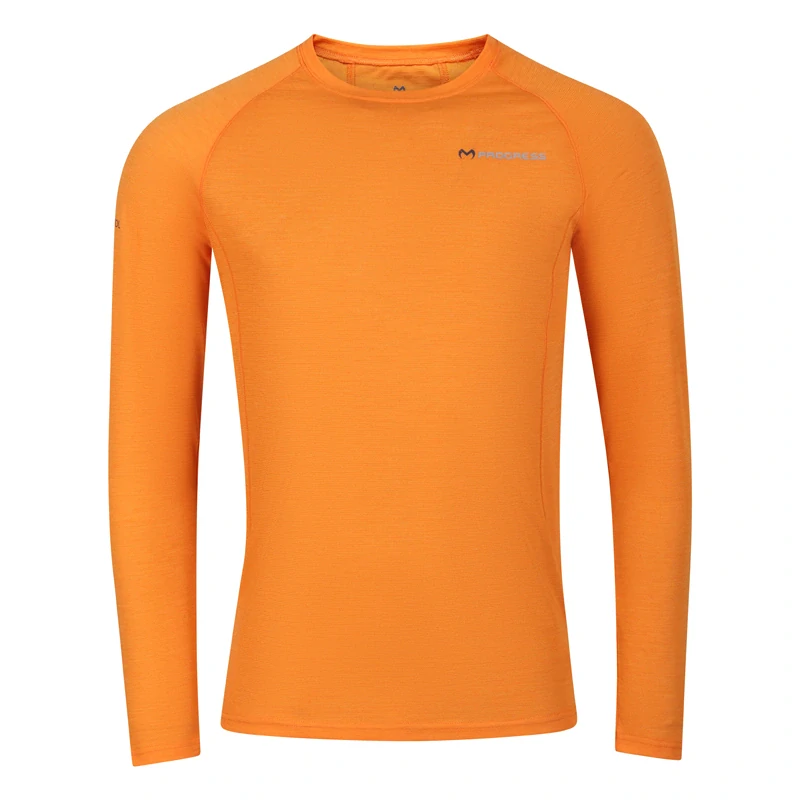 MA NDR 125 pánské merino triko s dlouhým rukávem PROGRESS XXL > oranžová