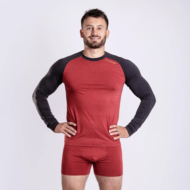 CC NDR pánské funkční tričko s dlouhým rukávem PROGRESS XL > antracit/terakota