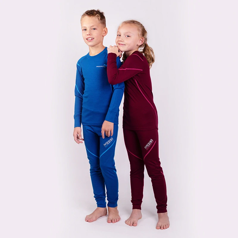 MW NDRD dětské merino triko s dlouhým rukávem - 140 > švestkový melír