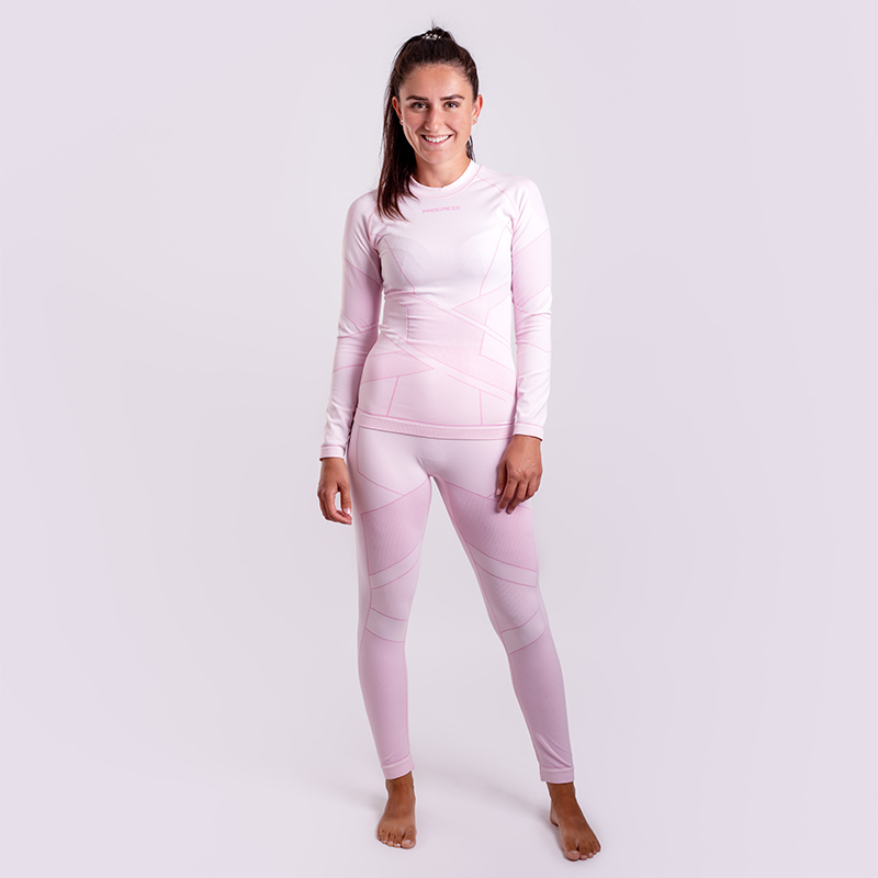SEAMLESS-BAMBOO SET LADIES dámské bambusové termoprádlo PROGRESS - L/XL, vínová/růžová