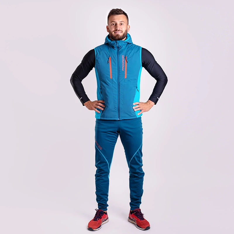 FANTOM VEST pánská hybridní vesta PROGRESS - XL,petrol/sv. modrá