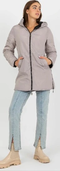 LAMBESTE dámská zimní oboustranná bunda L > černá/béžová