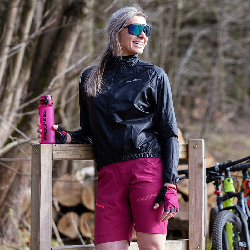 GENIA BIKE SHORTS dámské cyklo šortky PROGRESS - L,vínová/černá