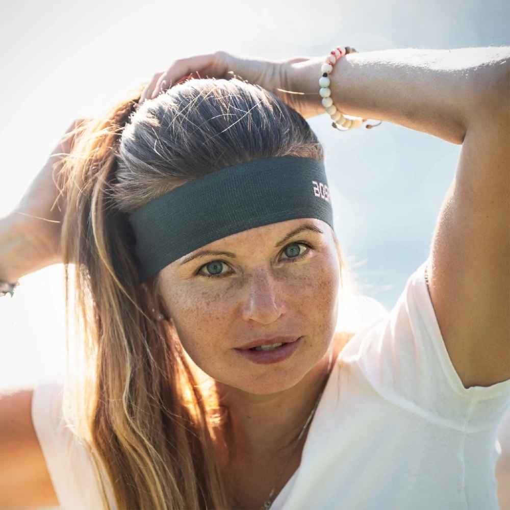 BOSA sportovní čelenka ELASTIC LOGO khaki