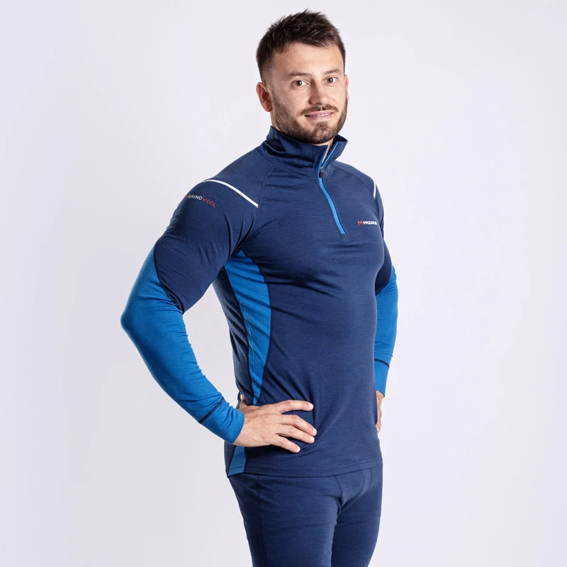 MW NRZ 170 pánský funkční merino rolák s krátkým zipem PROGRESS XL > tm.modrá/modrá