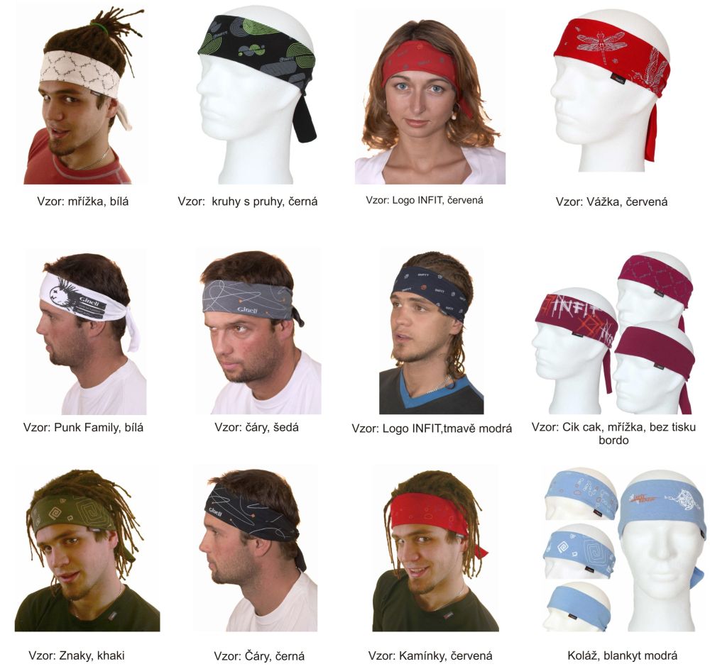 (0019) INFIT Biker vázací čelenka khaki > Adinkra