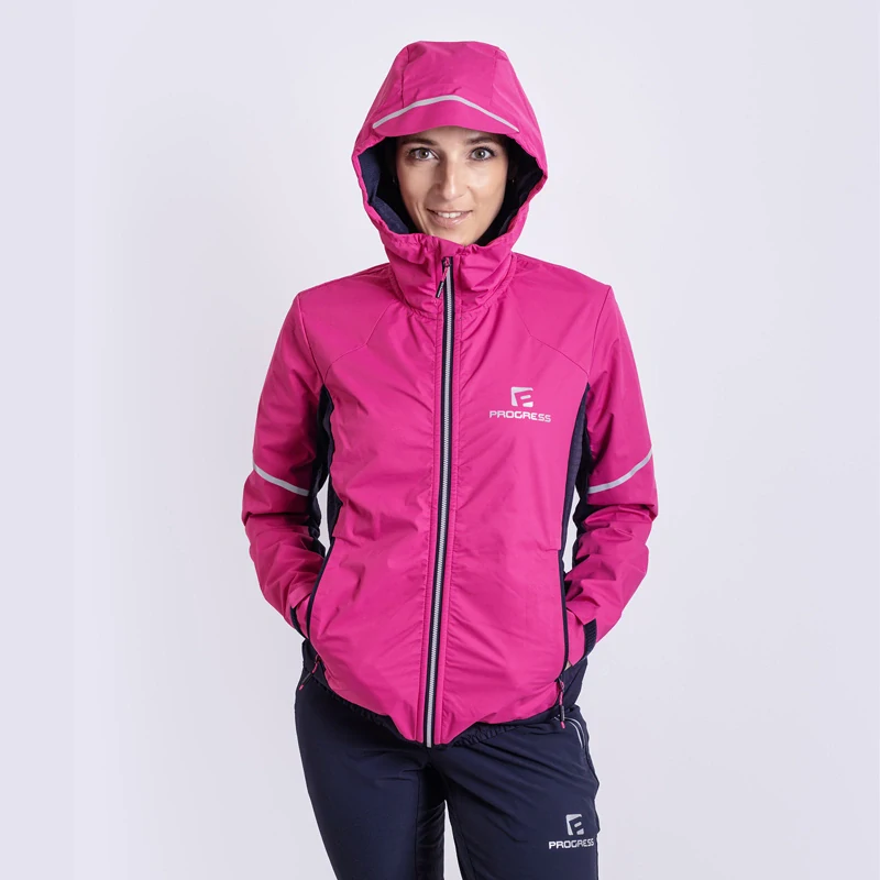 SNOWFLAKE dámská laminátová bunda PROGRESS S > černo-modrá/fuchsie